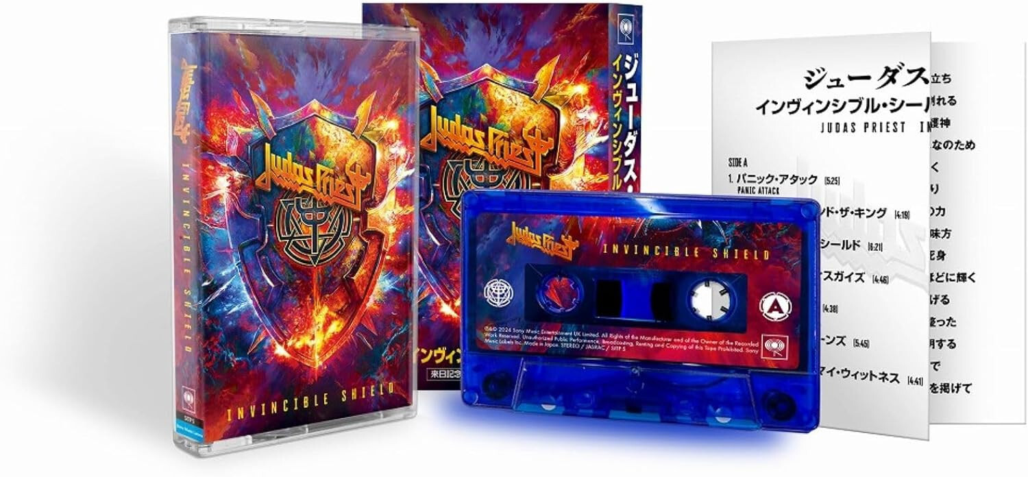 Judas Priest Invincible Shield CLEAR BLUE Cassette Tape JAPAN + PROMO BIG COVER