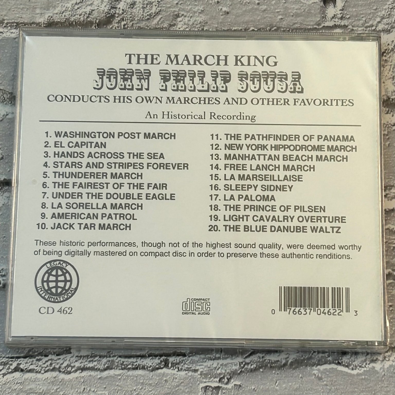 John Philip Sousa – The March King CD Historical Marches Classical Legacy Sealed