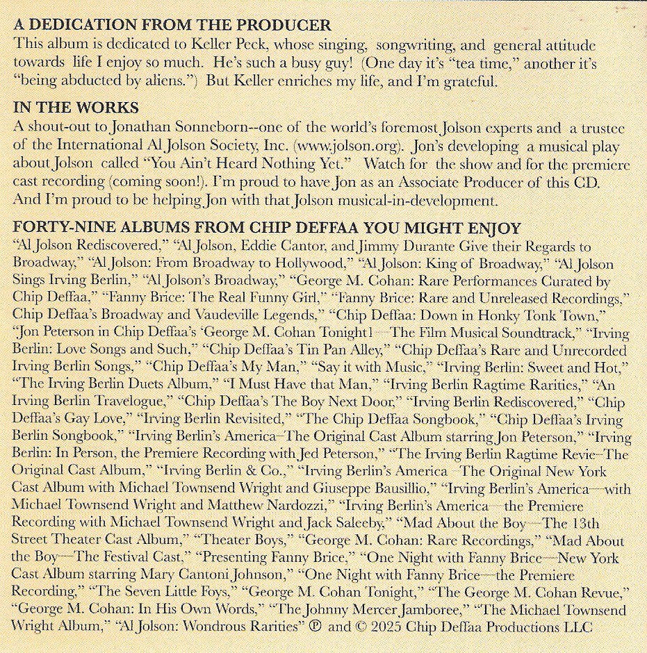 “AL JOLSON: Wondrous Rarities Curated by Chip Deffaa” — Brand New CD