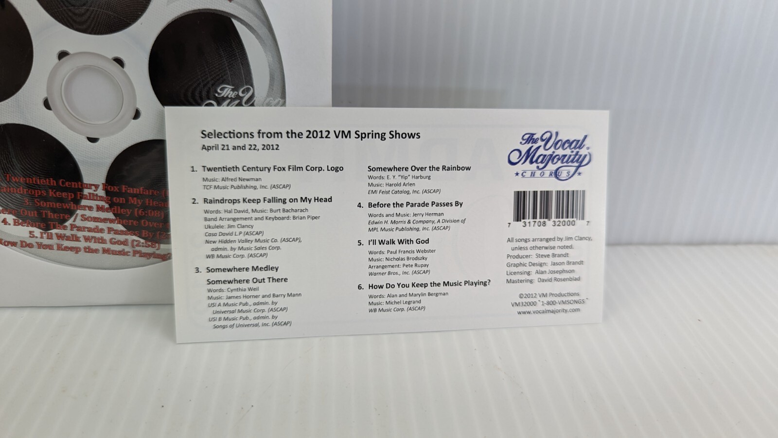 The Vocal Majority CD 2012 Spring Show ‘Over the Rainbow’ with ticket NEW