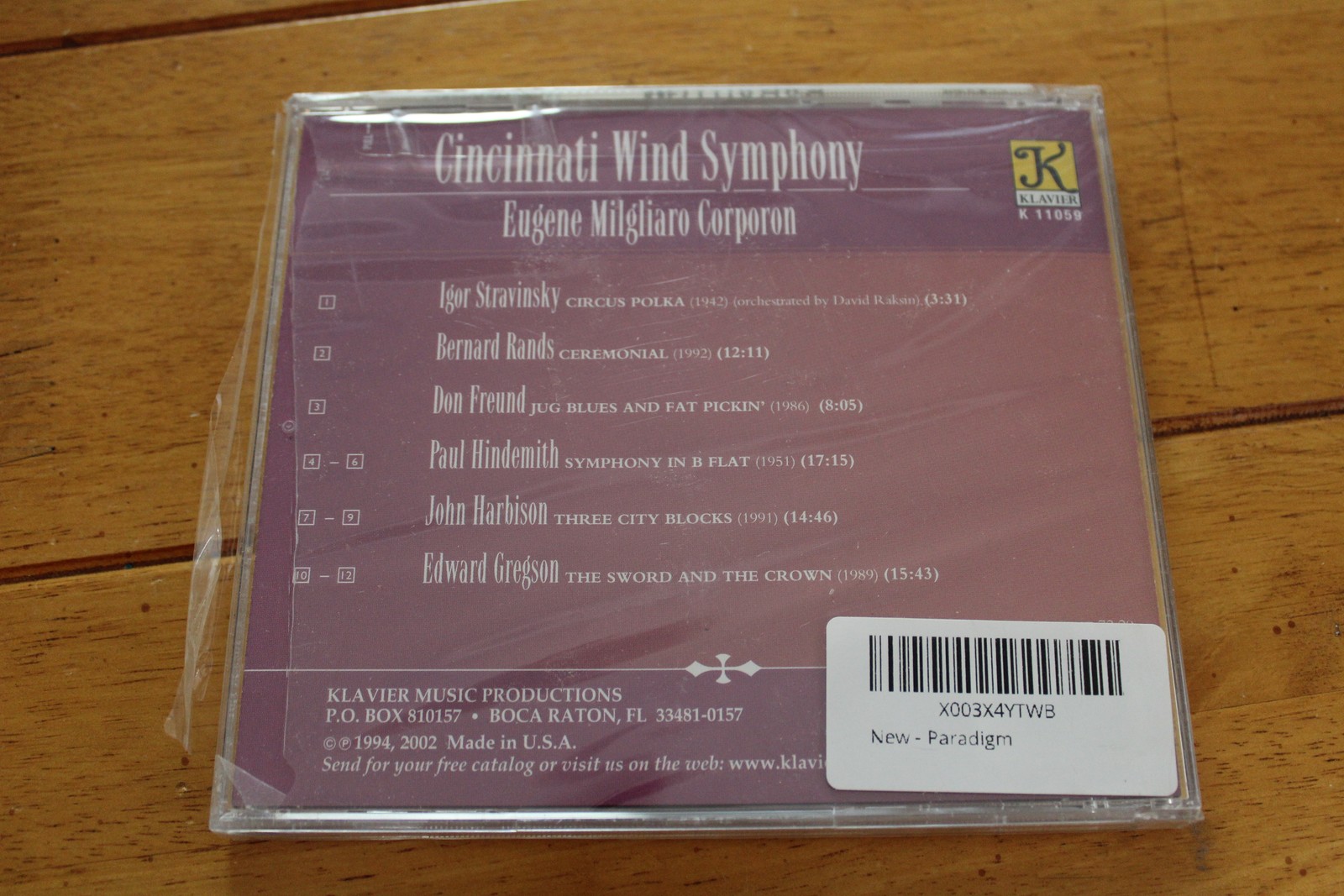 Cincinnati Wind Symphony Paradigm CD 2002 Remastered Eugene Corporon Klavier