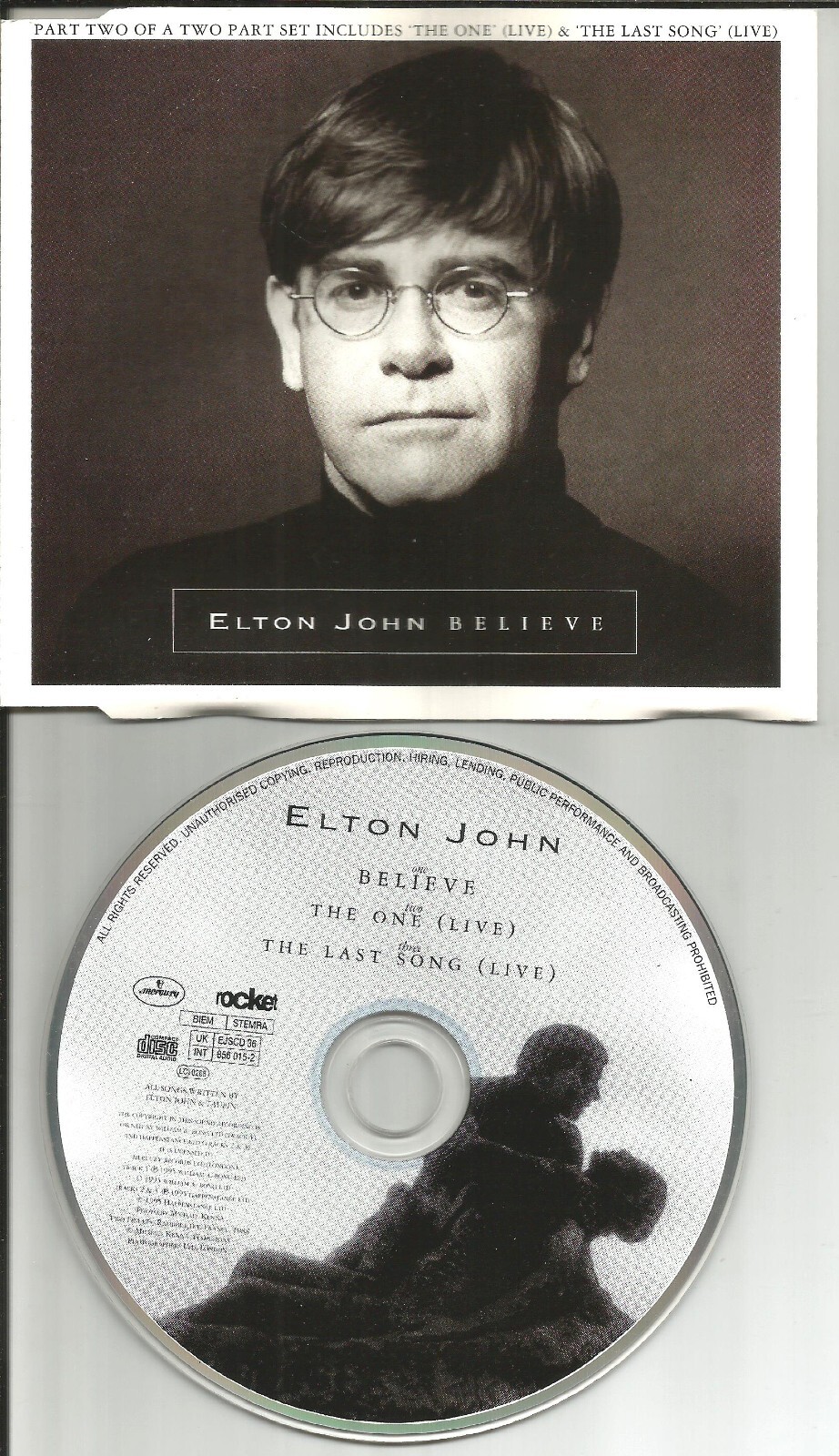 ELTON JOHN Believe w/ 2 RARE LIVE TRX PICTURE DISC Europe CD single USA seller