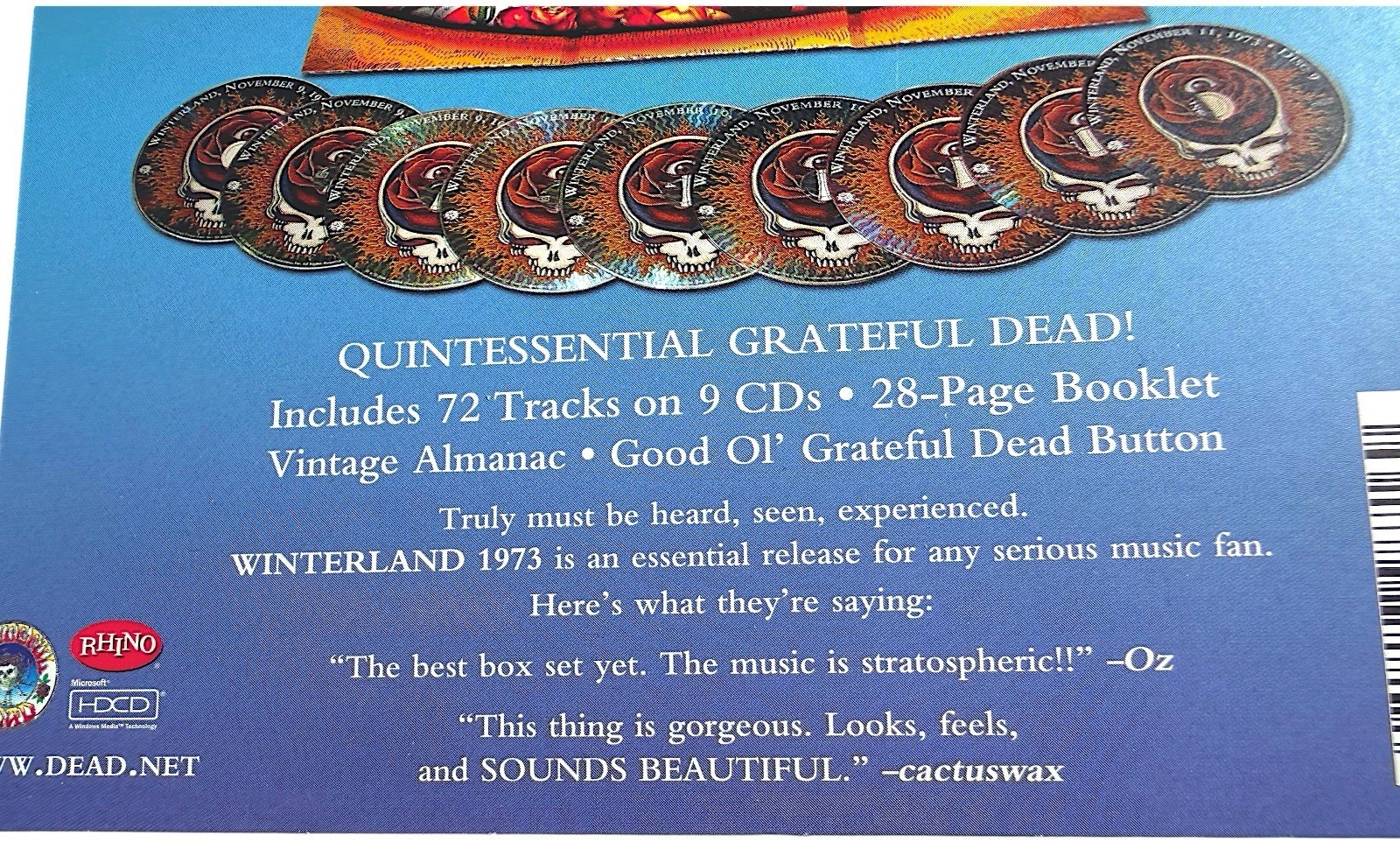 Grateful Dead Winterland 1973 Complete Recordings 9 CD Box Set + Live Dead CD