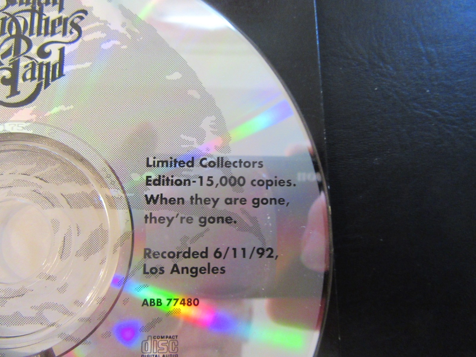 Allman Brothers Band Limited Edition live 6/11/92 CD promo