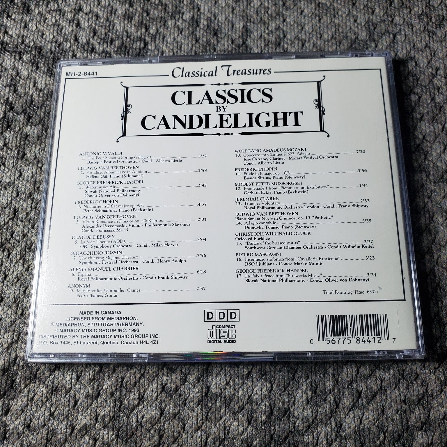 Classical Treasures Classics By Candlelight CD MH-2-8441 63 Min