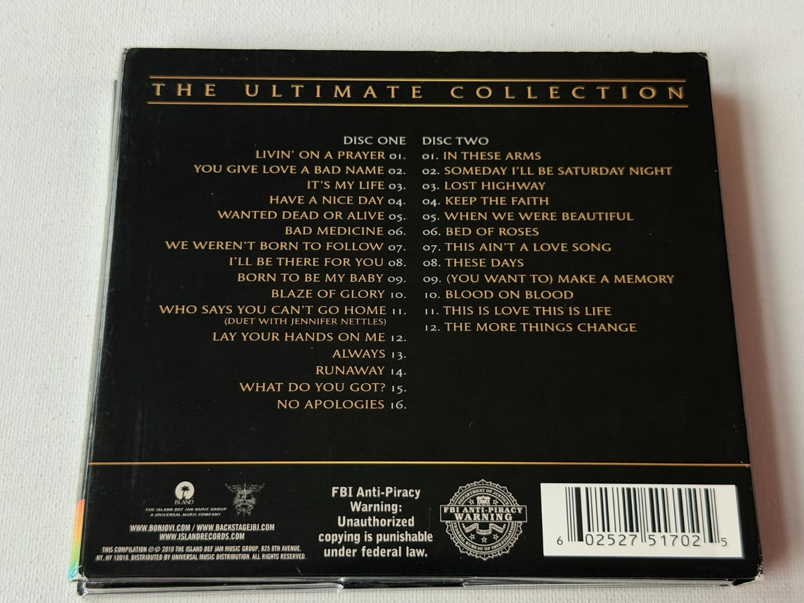 Bon Jovi – Greatest Hits The Ultimate Collection – 2 CD Set – LNC – 38 Songs