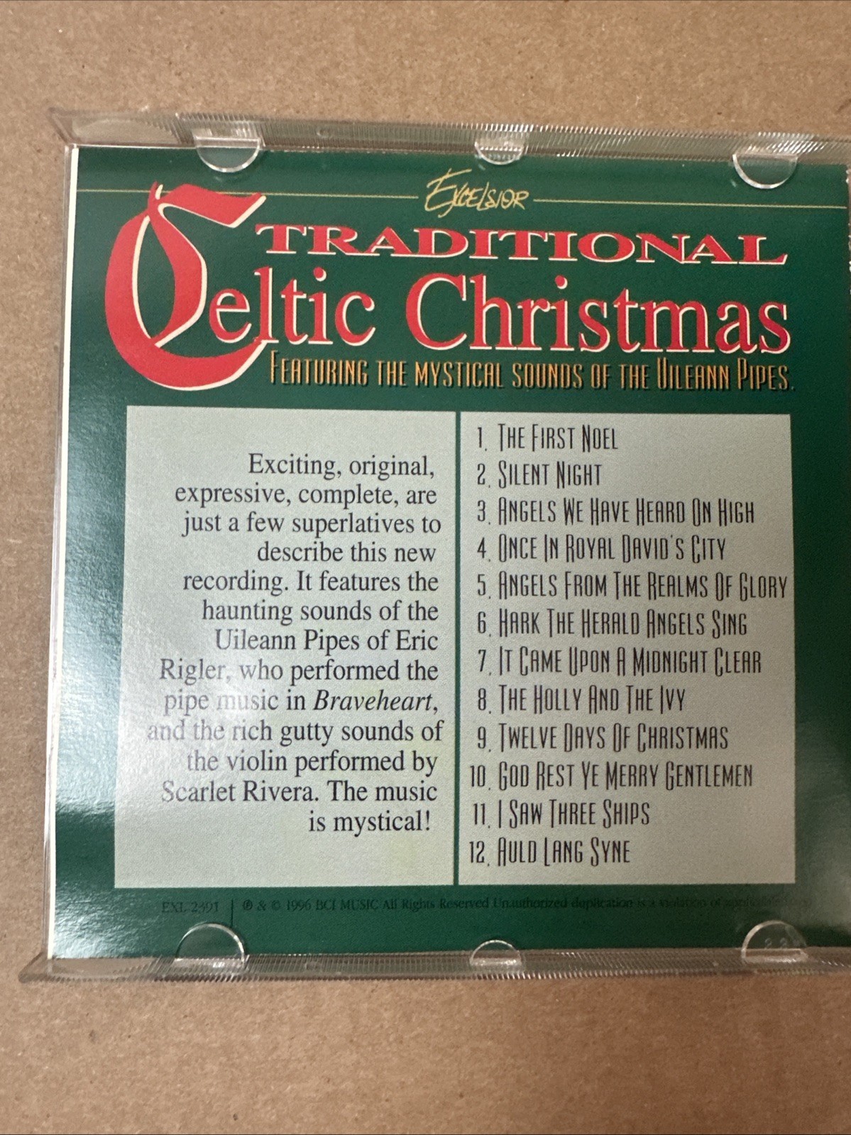 Traditional Celtic Christmas CD Eric Rigler Braveheart Uilleann Pipes 1996 BCI