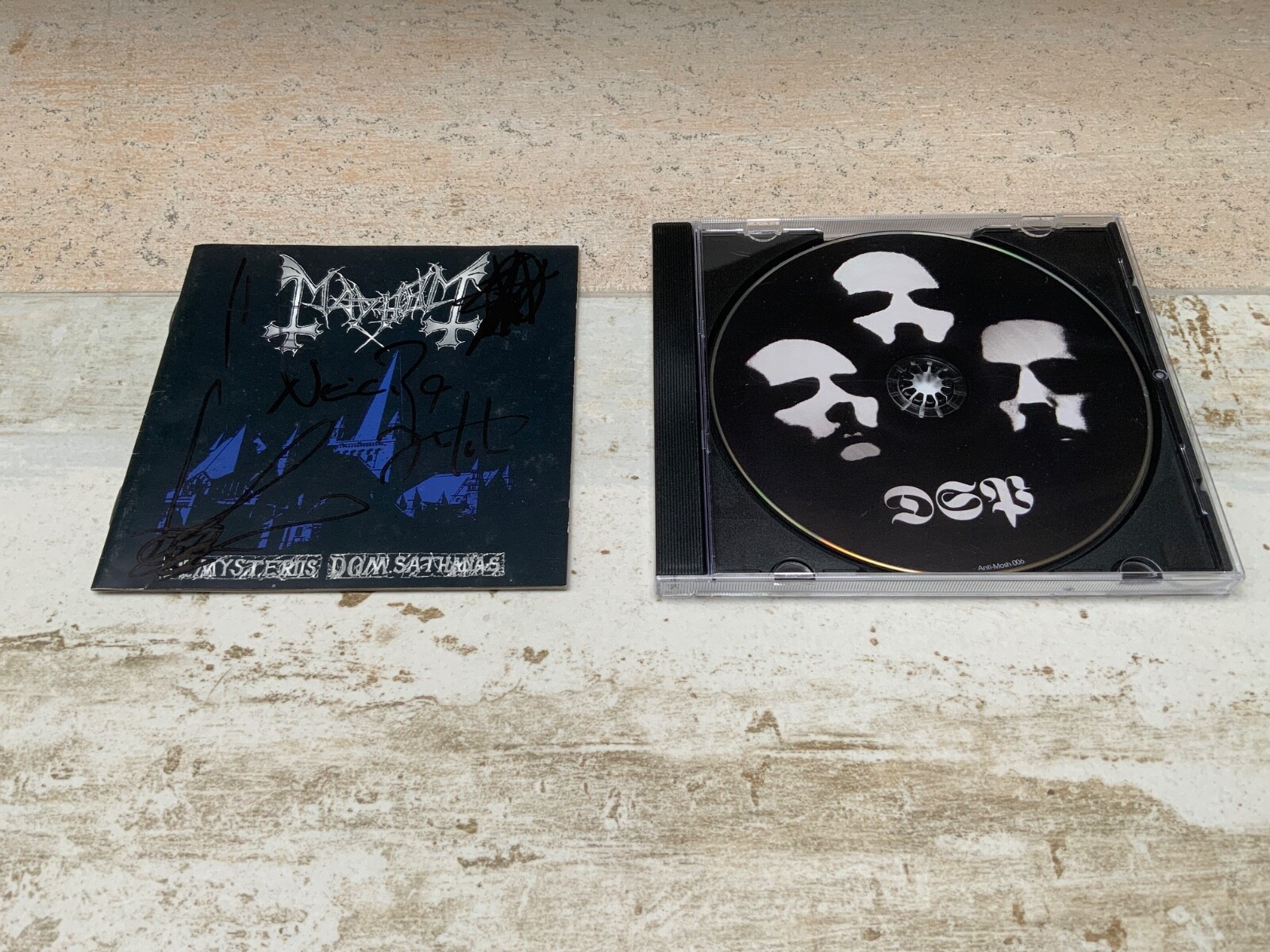 MAYHEM DE MYSTERIIS DOM SATHANAS rare signed Autographed CD DARKTHRONE Marduk