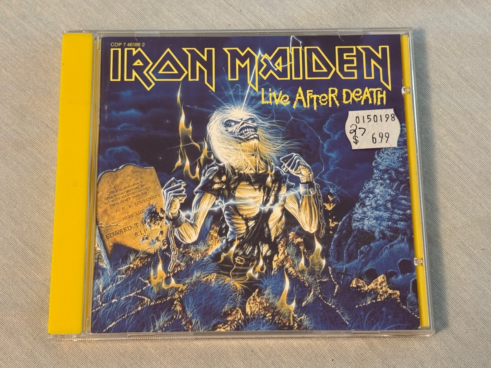 Iron Maiden Live After Death CD Yellow Tray Early Press Capitol CDP 7 46186 2