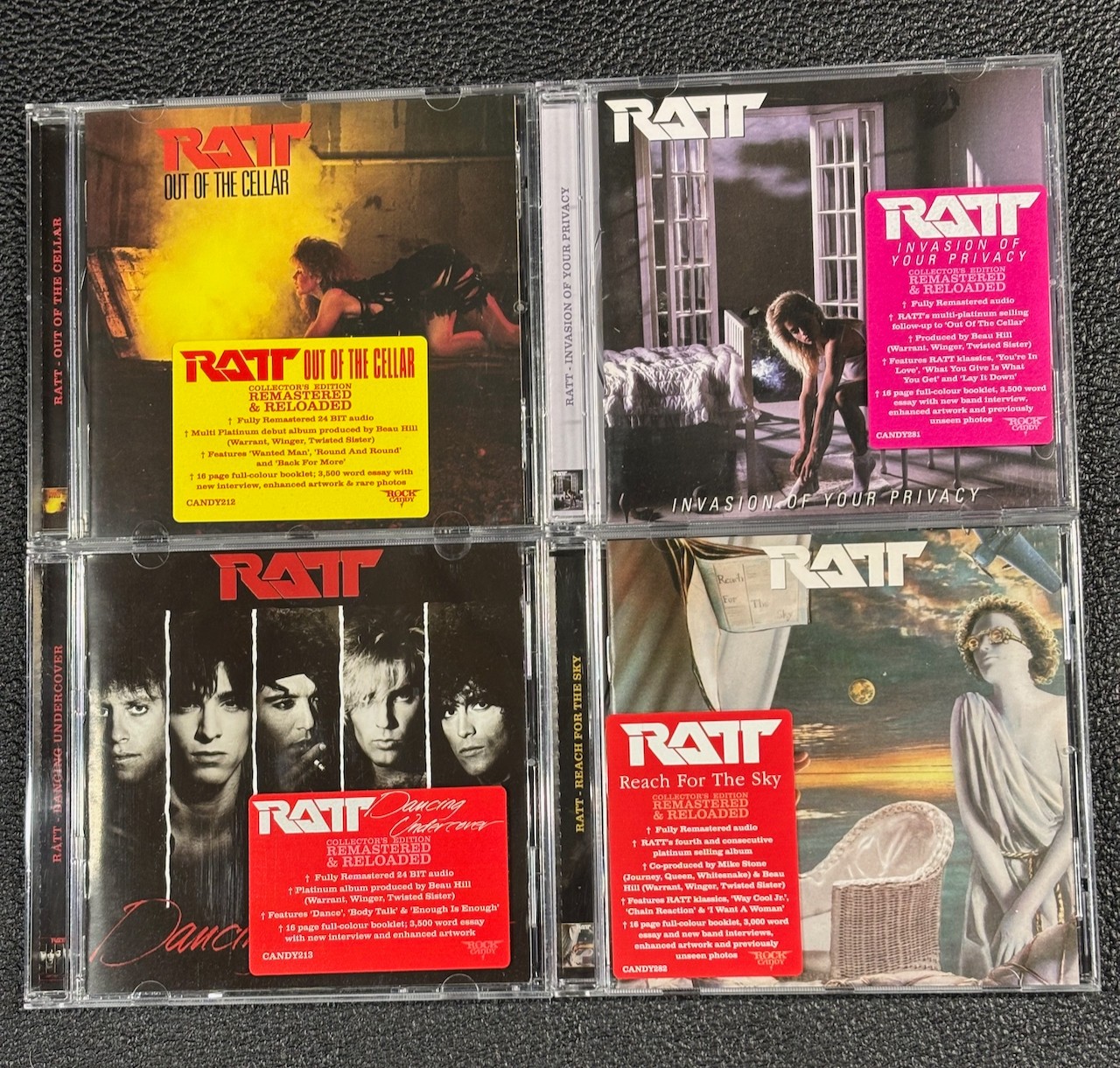 Ratt Rock Candy CD Lot of 4 – Out Of The Cellar Invasion Privacy MINT OOP