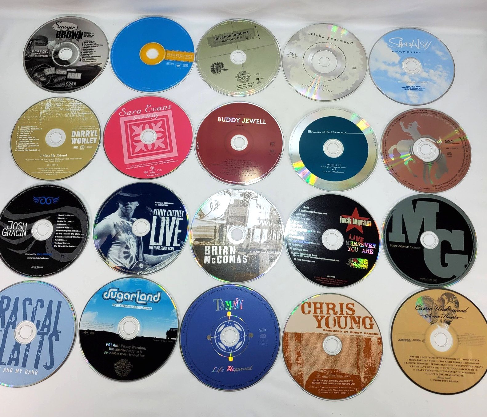 Lot of 20 Random COUNTRY Audio CDs Loose NO CASES- Actual Items Shown – VG Cond
