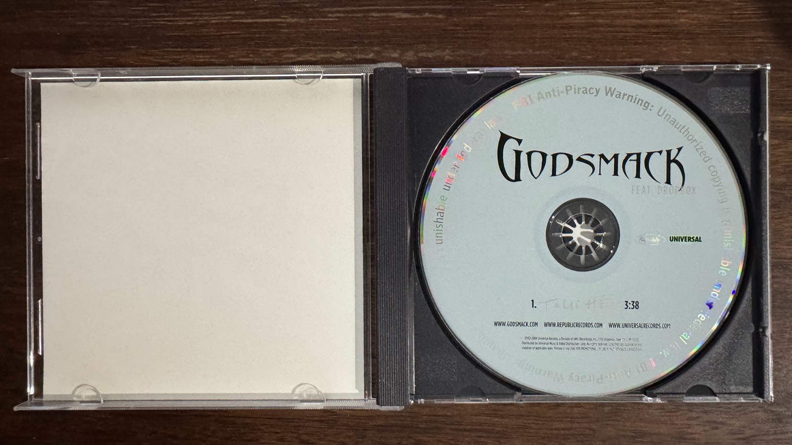 GODSMACK – TOUCHE (CD SINGLE) 2004 RARE!! LEE RICHARDS + JOHN KOSKO / DROPBOX