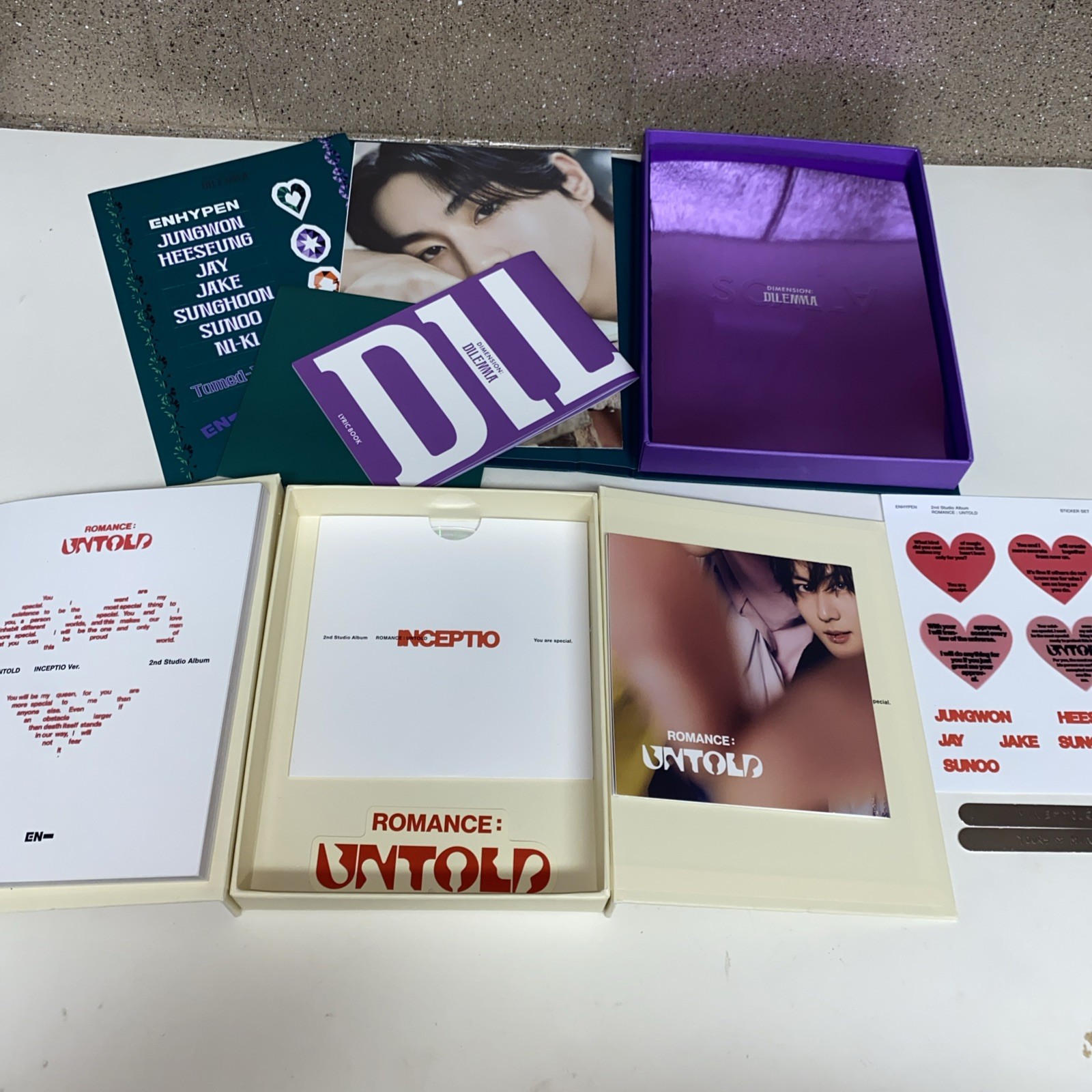Enhypen CD Romance Untold & Dilemma Box Set Sticker, Book & more – Lot Of 2