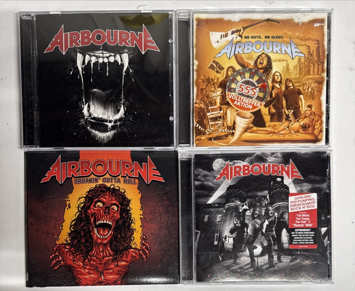 Airbourne 4 CD Lot (No Guts, Black Dog, Runnin Wild, Breaking out of Hell)