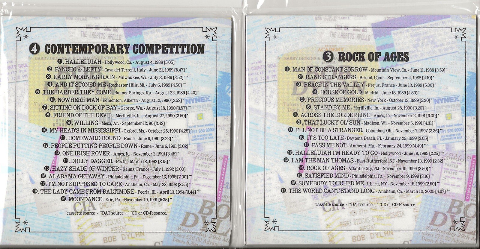 Bob Dylan Genuine Covers NINE (9) disc set Never Ending Tour