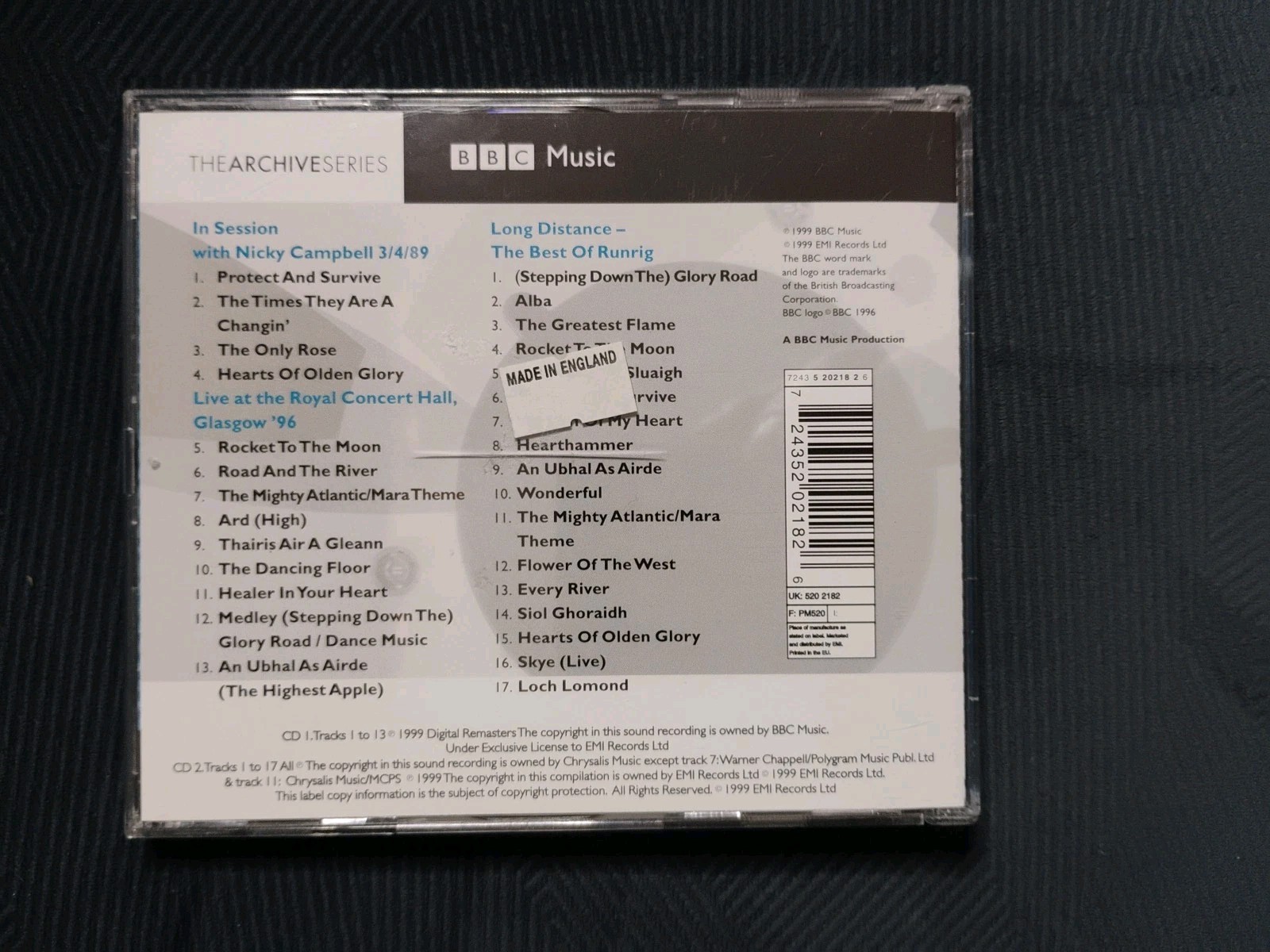RUNRIG (1999) BBC SESSION / LIVE / BEST OF – Limited Edition UK Import CD 2-Disc