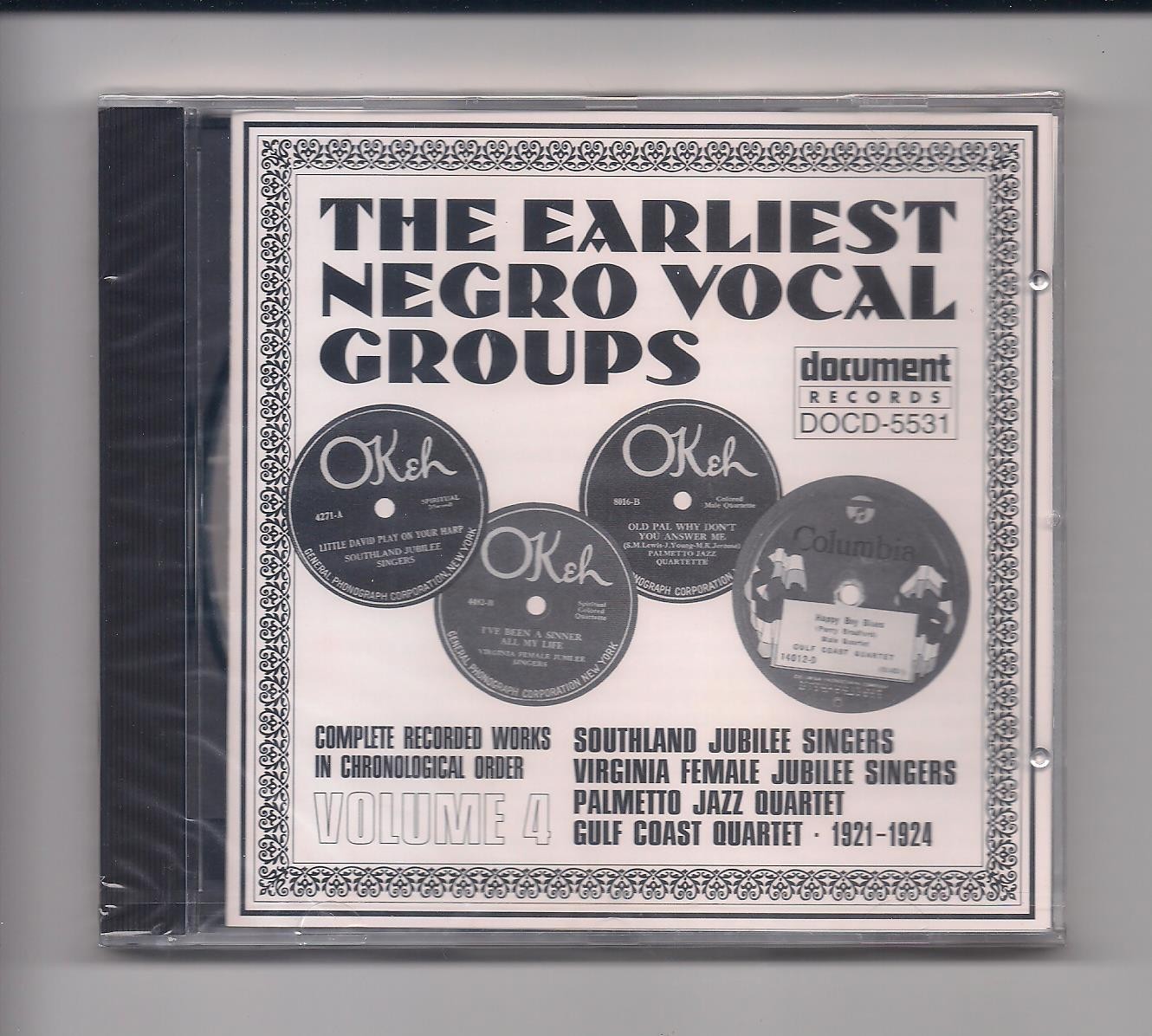 EARLIEST NEGRO VOCAL GROUPS Volume 4: 1921-24 CD SEALED Southland Jubilee Singer