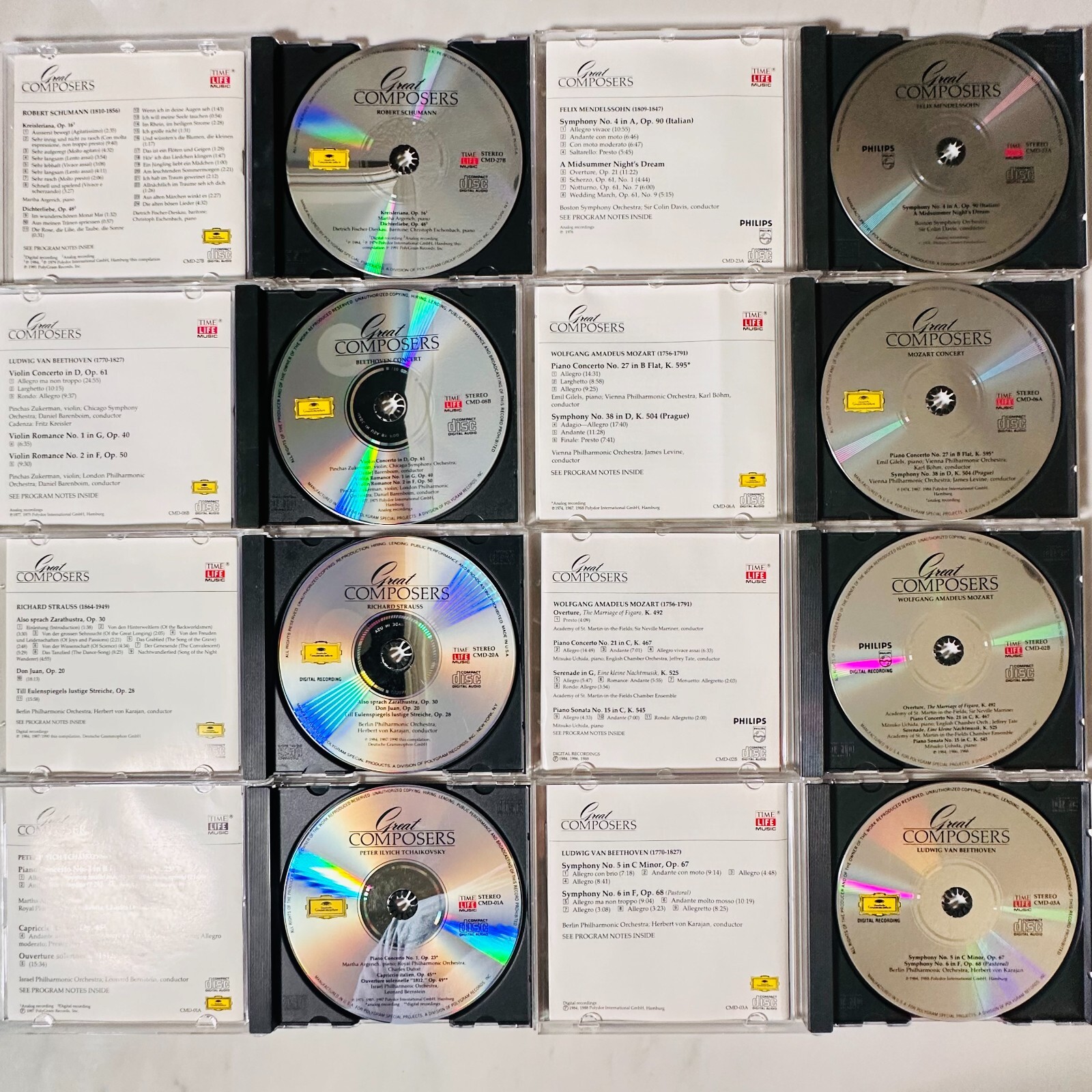 Time Life – Lot of 8 CDs – Great Composers – Beethoven – Mozart – Concert