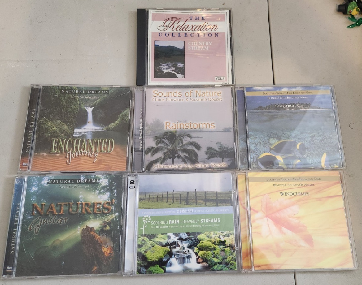 Lot of 7 Relaxation CDs – Stress Relief – Moods – Nature Sounds Music