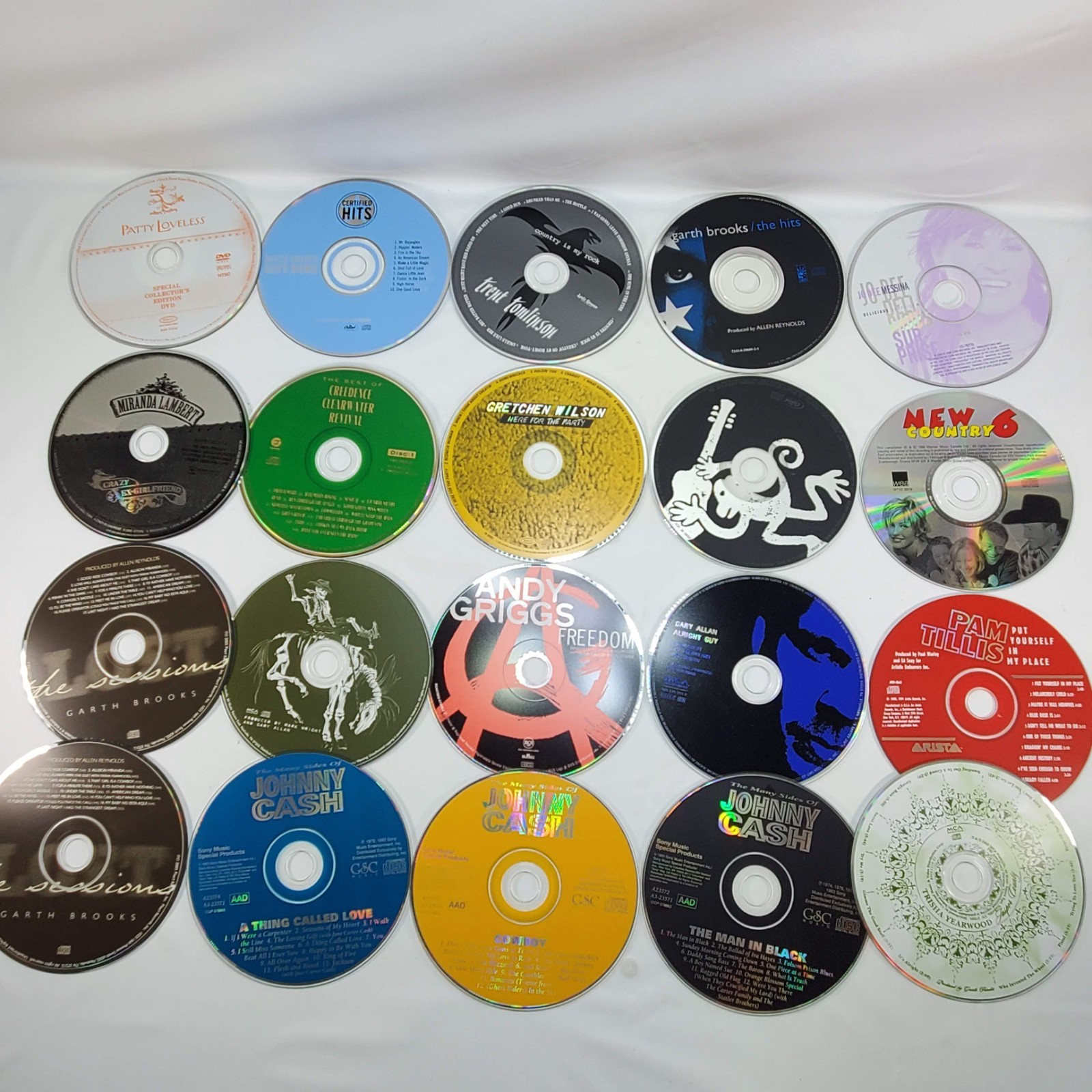 Lot of 20 Random COUNTRY Audio CDs Loose NO CASES- Actual Items Shown – VG Cond