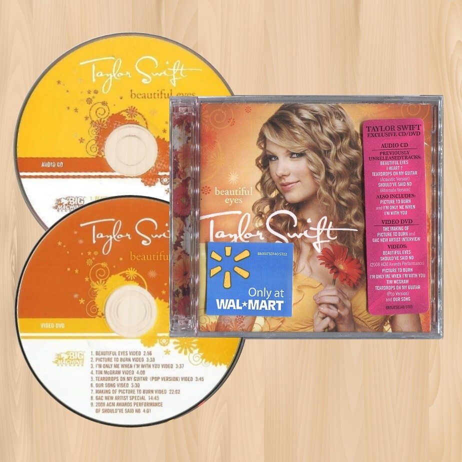 TAYLOR SWIFT Beautiful Eyes WALMART CD+DVD Previously Unreleased I HEART 0925