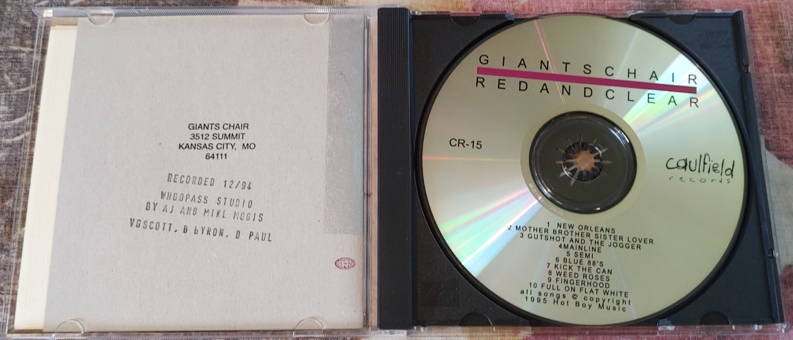 Giants Chair ‎– Red And Clear – 1995 Caulfield Records ‎–CR-15- MINT 1P RARE EMO