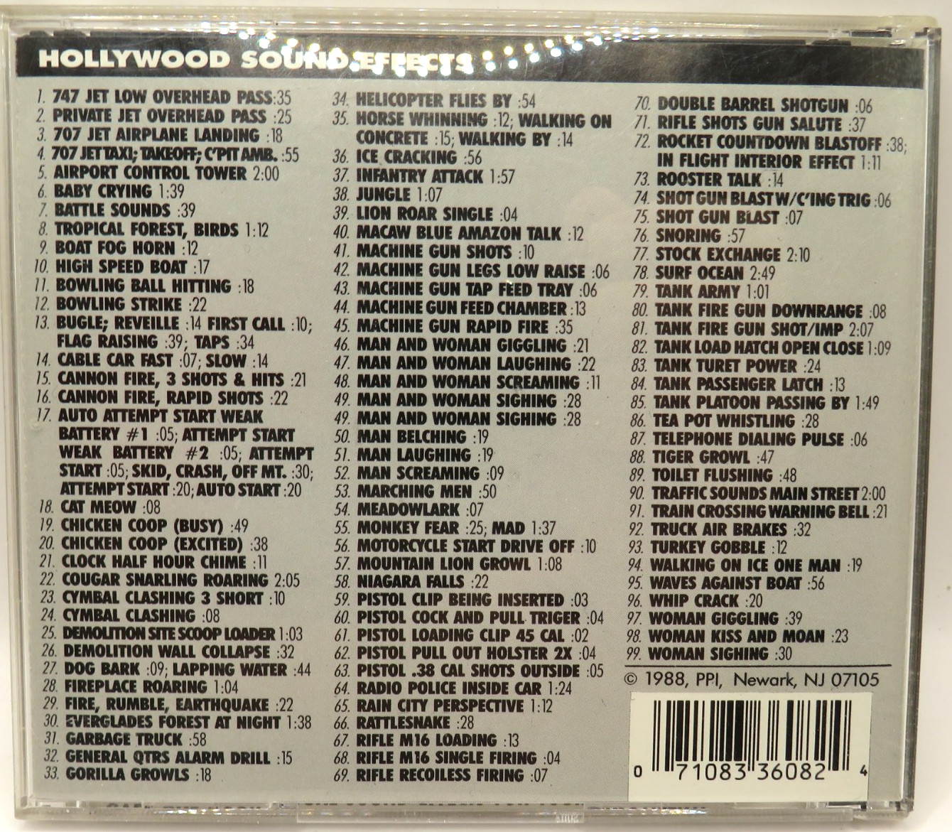 Hollywood Sound Effects Over 100-Television & Movie Sound Effects CD 1988-Tested