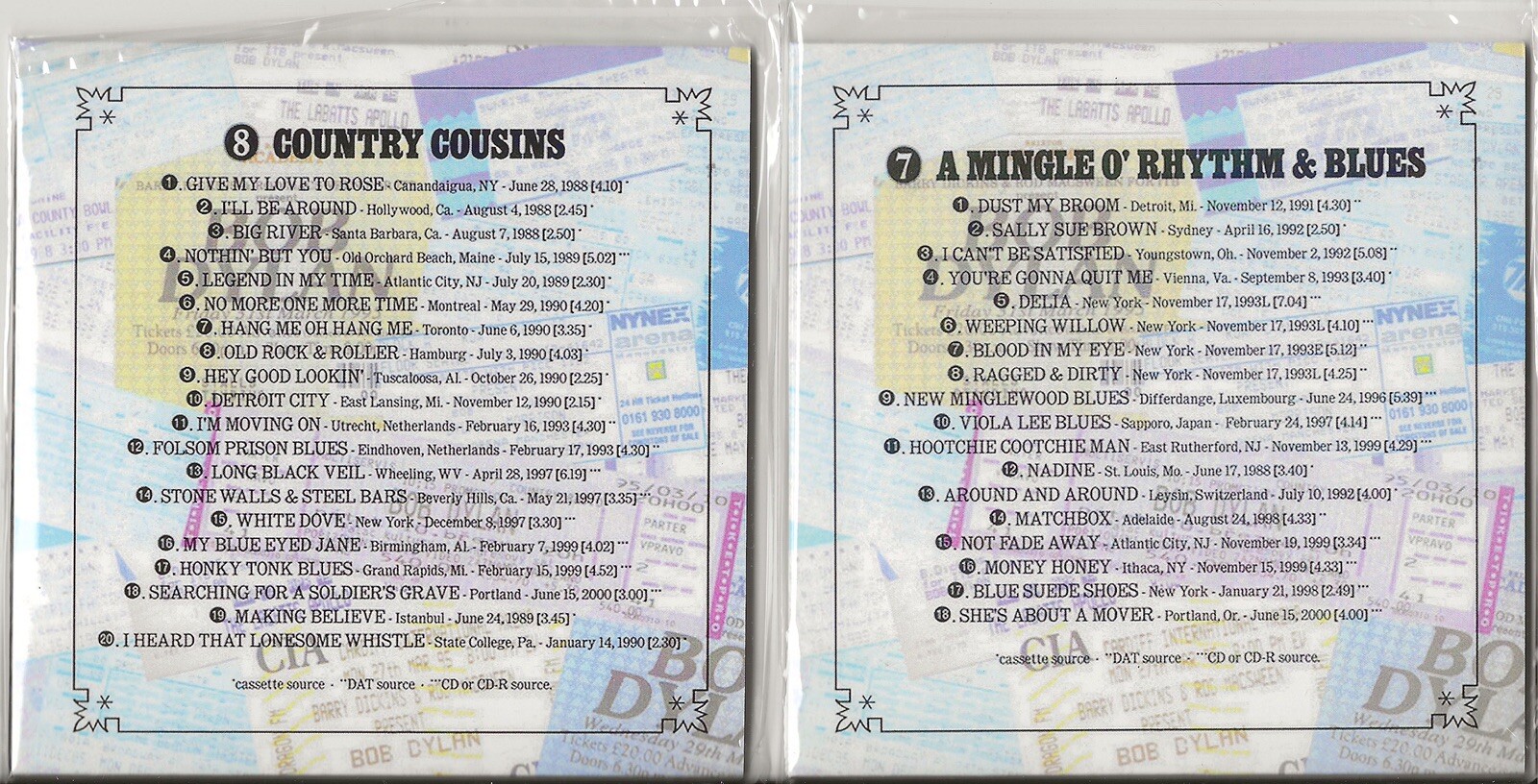 Bob Dylan Genuine Covers NINE (9) disc set Never Ending Tour