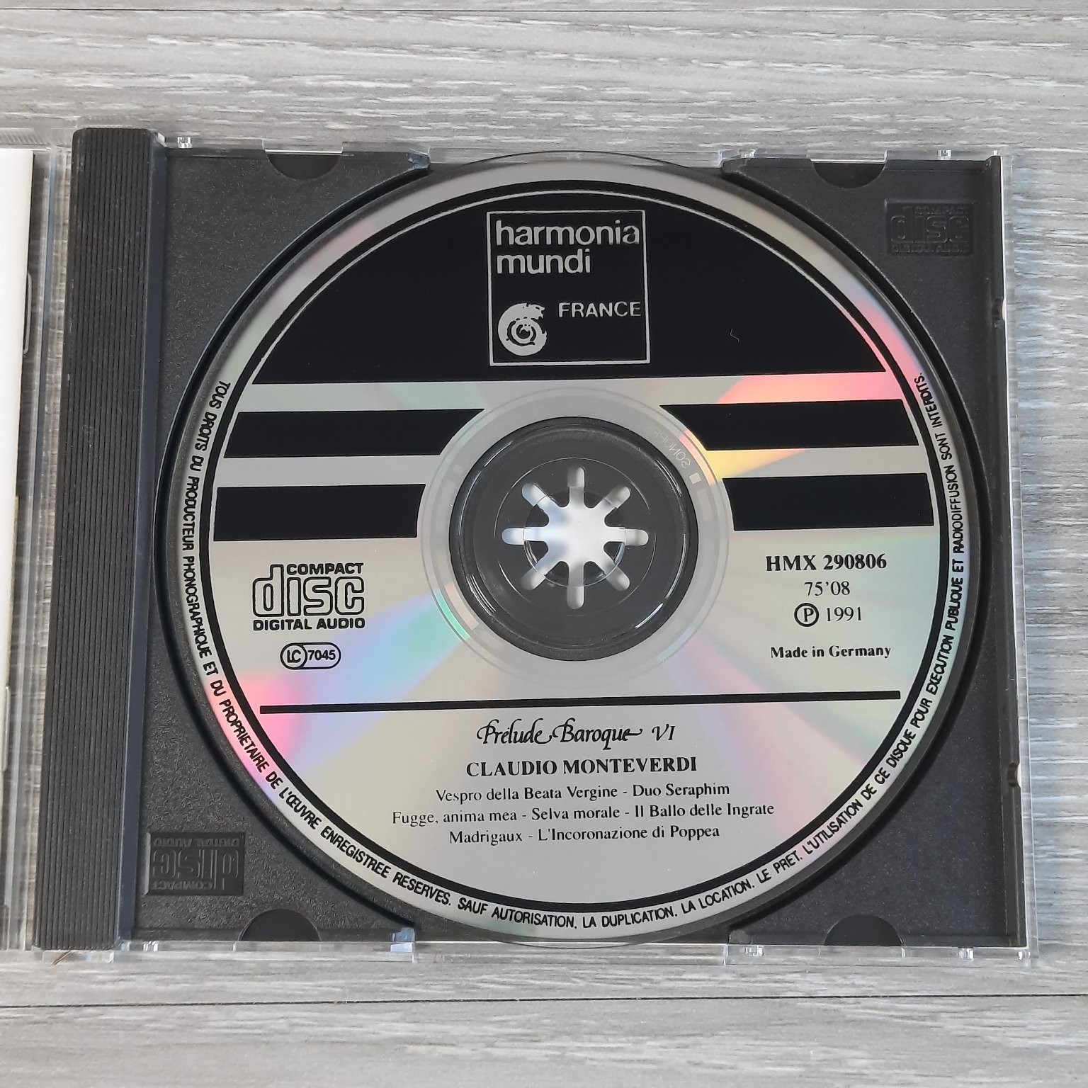 Monteverdi Prélude Baroque VI CD 1991 Early Music Harmonia Mundi France