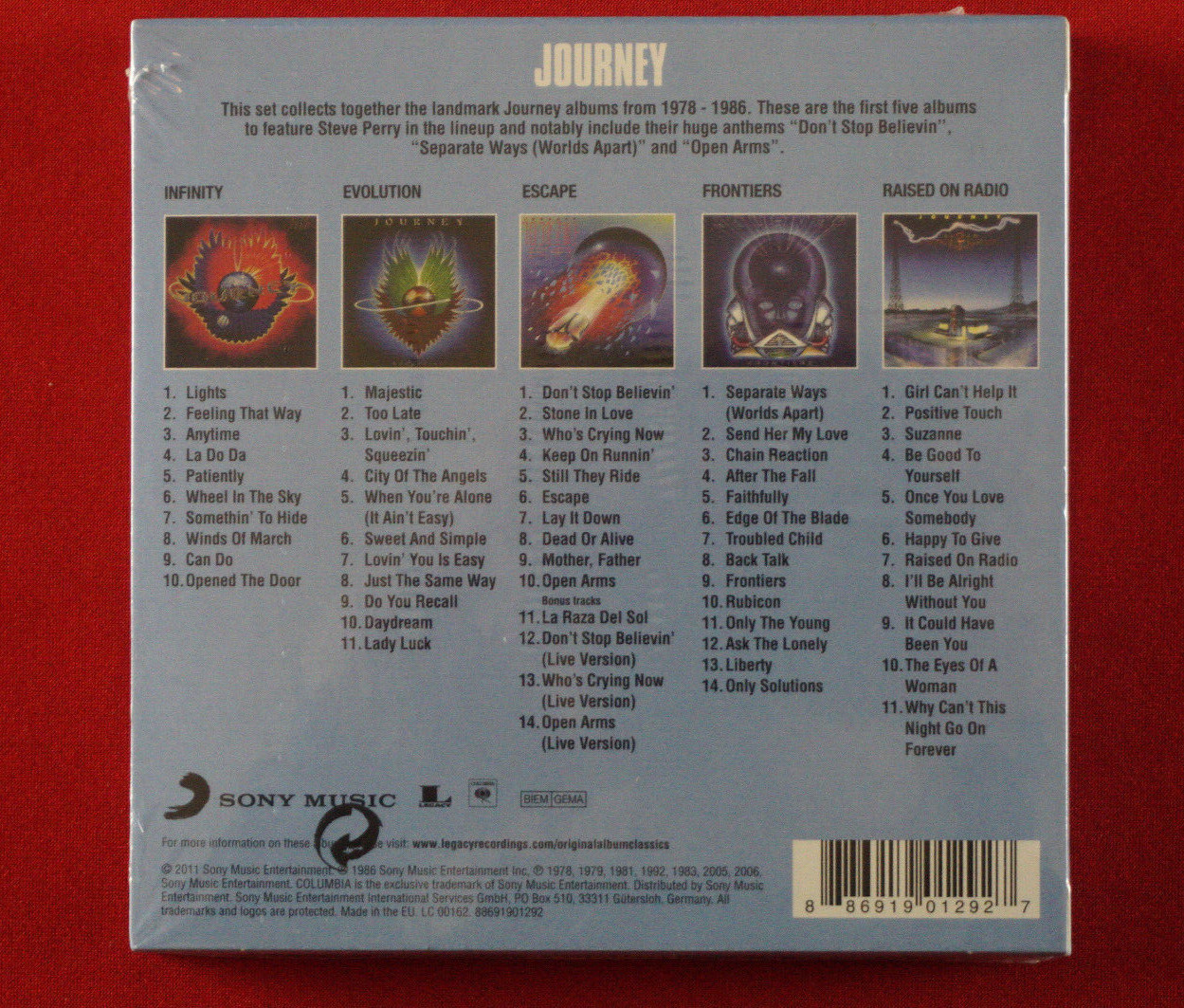 Journey Original Album Classics 5 CD Album Set Infinity Escape Frontiers New