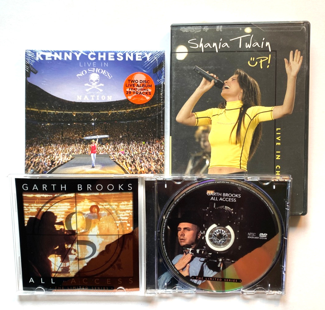 SEALED Kenny Chesney LIVE Garth Brooks all access & Shania Twain UP! 2 DVD/2 CD