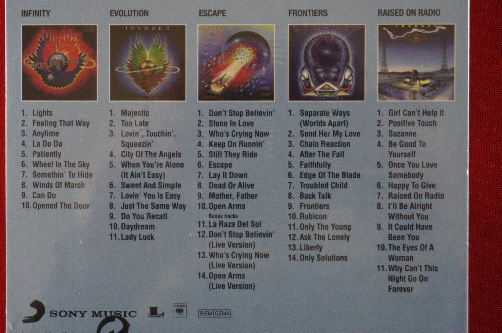 Journey Original Album Classics 5 CD Album Set Infinity Escape Frontiers New