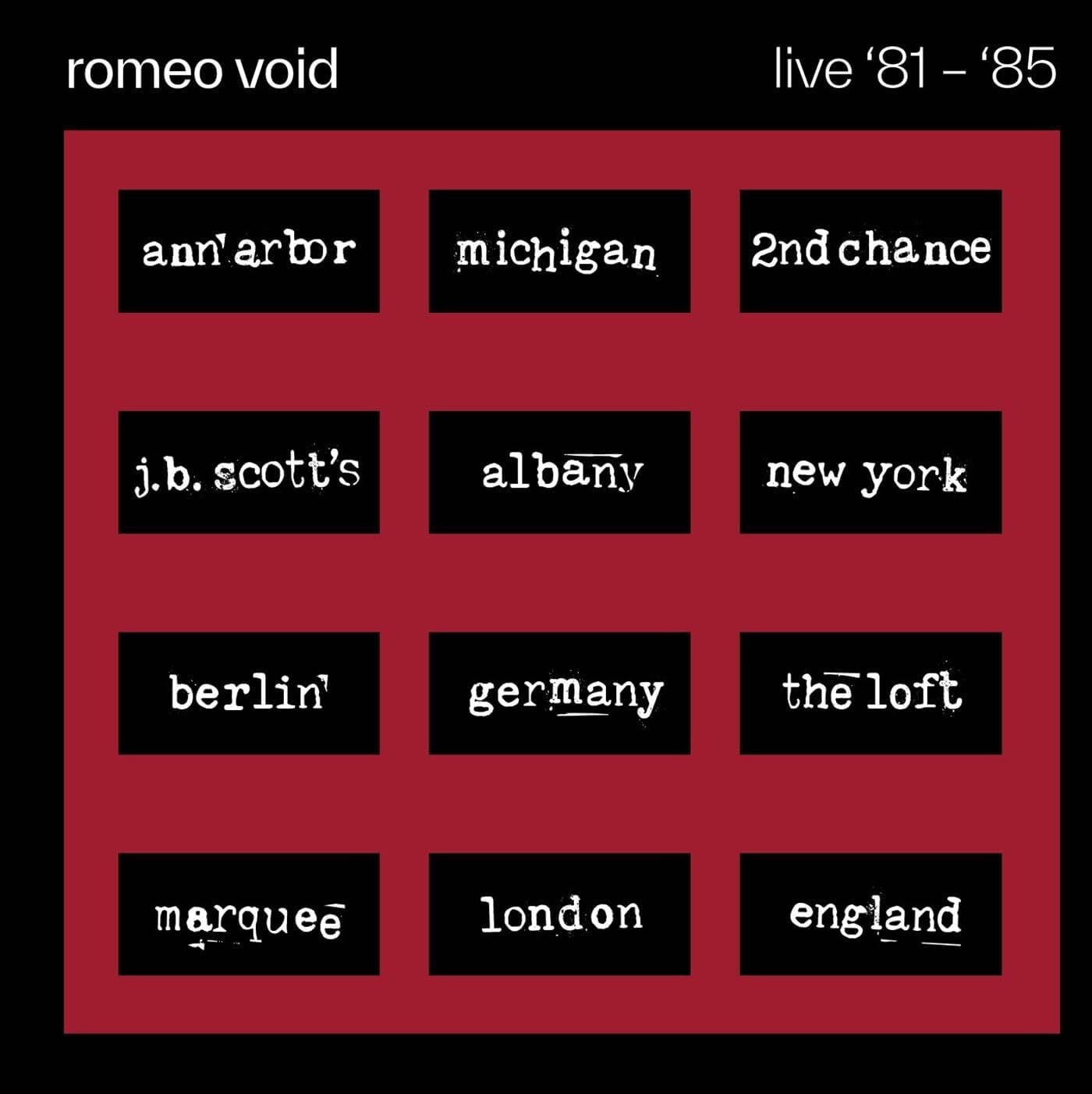 Romeo Void Live ’81-’85 (CD) Album