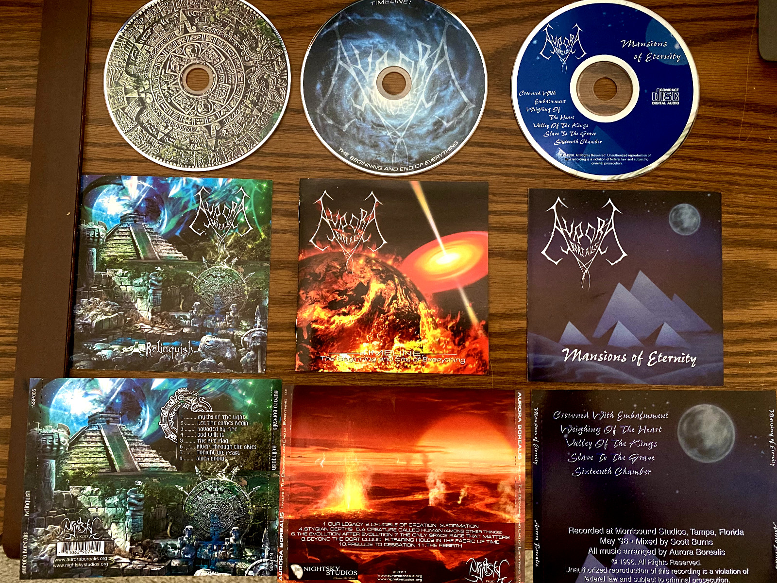 Aurora Borealis 3 CD LOT Mansions Timeline Relinquish NEW death NO JEWEL CASES