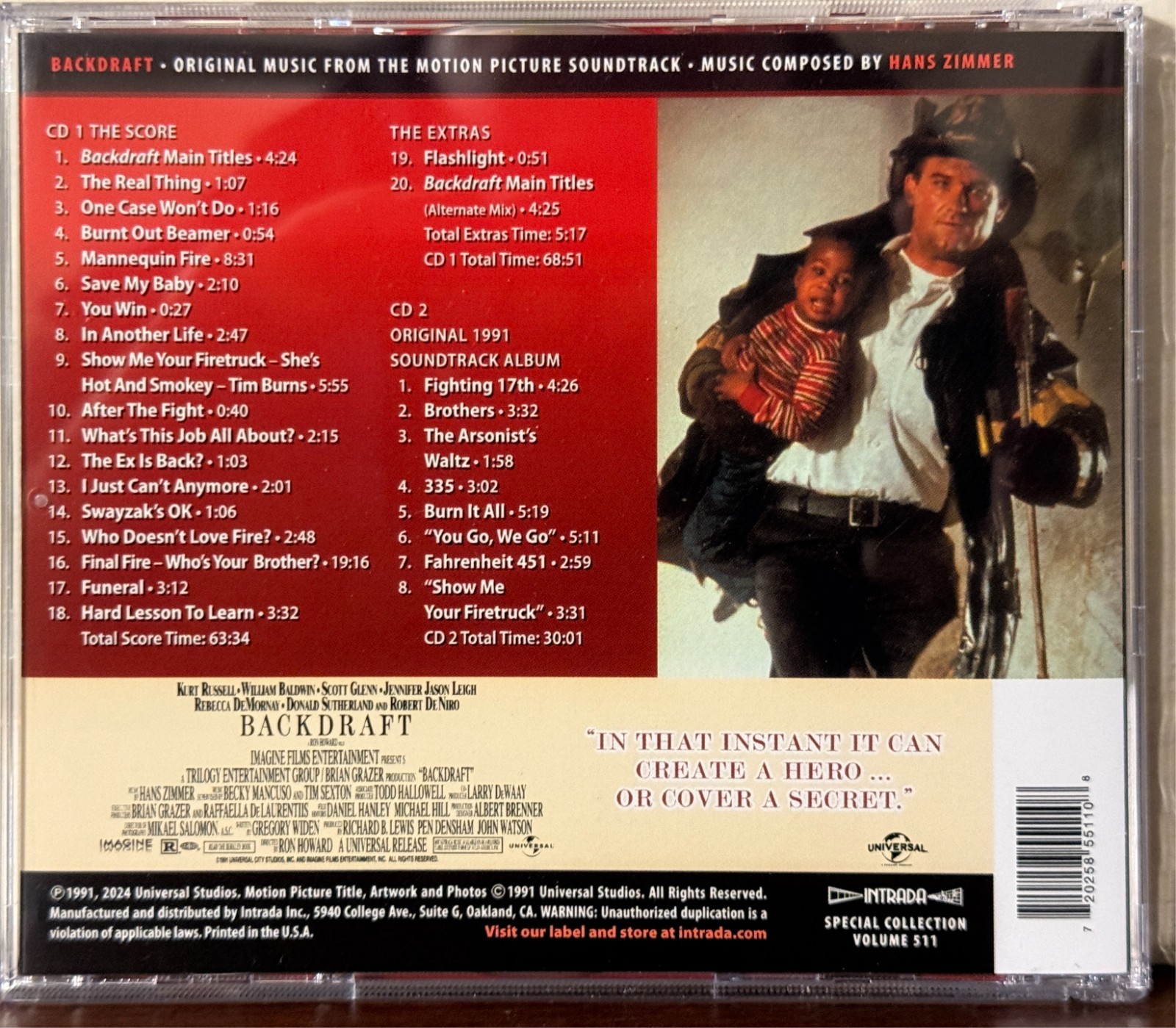 Backdraft – Hans Zimmer (2 CD Expanded Edition Soundtrack, Intrada, 2024)