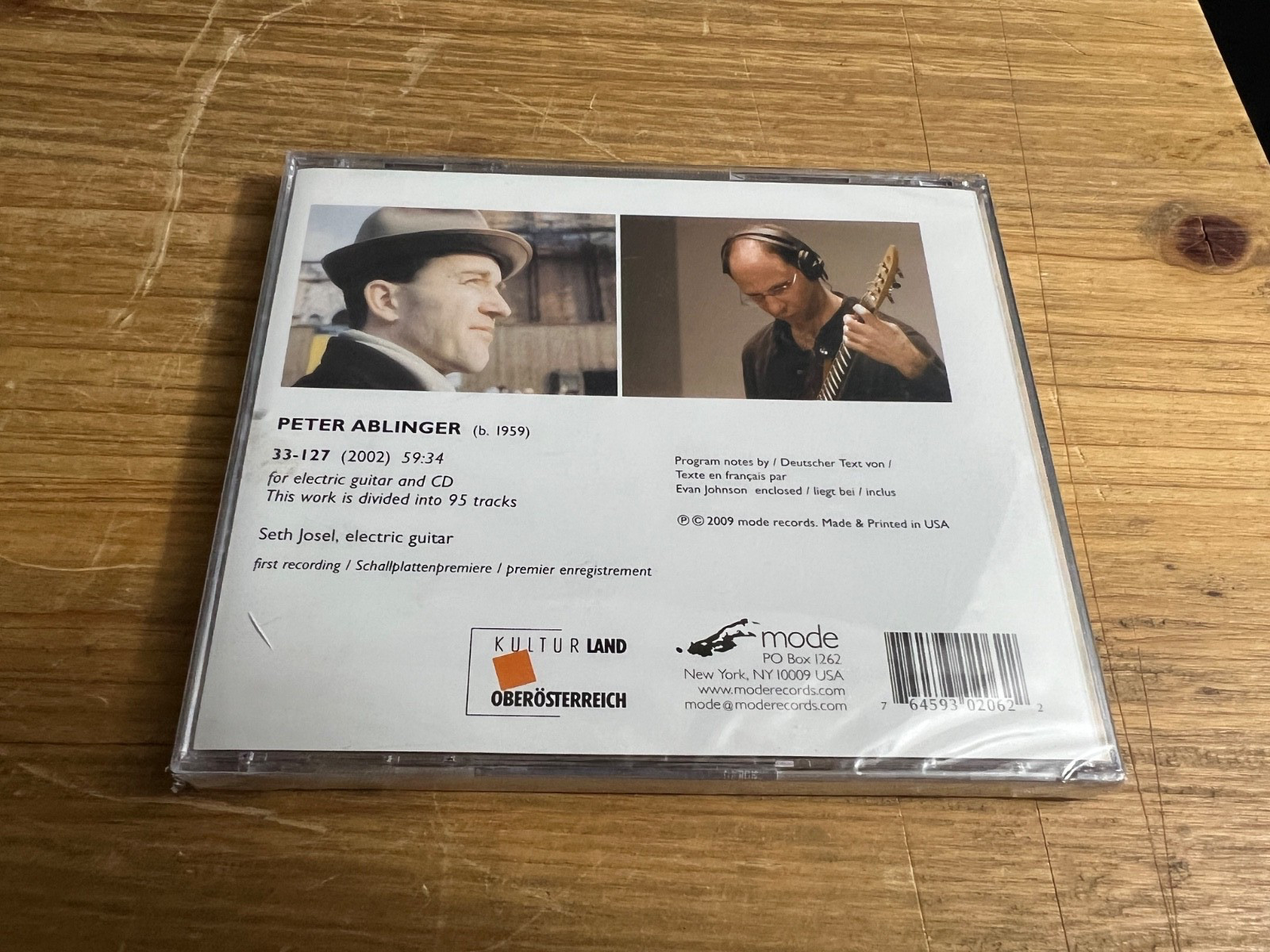 33-127 for Electric Guitar&CD by Ablinger/Berio/Bryars CD SEALED NEW SETH JOSEL